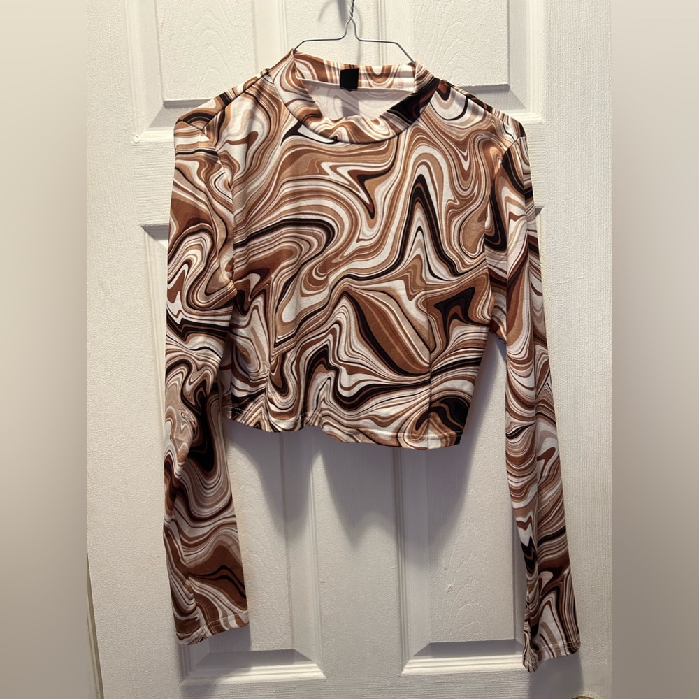 Shein long sleeve crop top dressy‎ large
